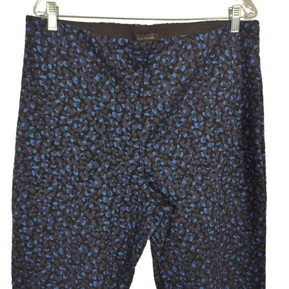Ann Taylor Womens XLT Black Blue Patterned Pants elastic waist skinny - Picture 4 of 12